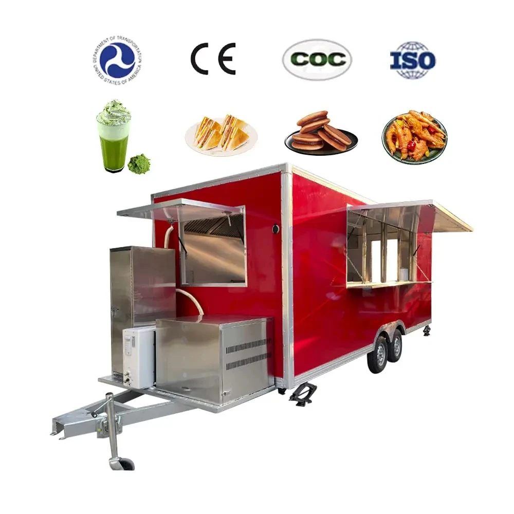 2024 Mobile Food Truck Dining Car Food Trailer For Europe Vendors Hotdog Food Cart