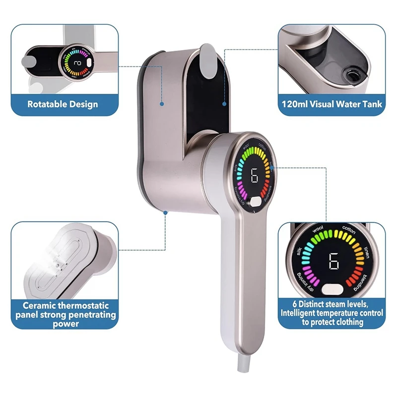 Mini-Reisebügeleisen mit Dampffunktion, 6 intelligenten Bügelmodi, tragbarer Kleiderdampfer, tragbares kleines Bügeleisen, EU-Stecker