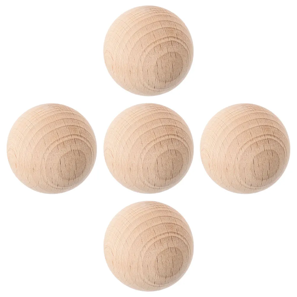 

5 Pcs Beech Croquet Diy Wood Crafting Ball Crafts Lawn Balls Backyard Beige Colored Replacement Child