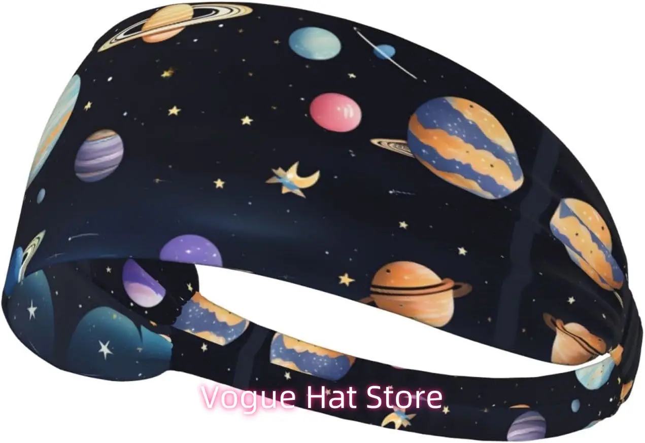 

Saturn Jupiter Earth Elastic Exercise Headband, Fitness Exercise Yoga Cycling Headband, Outdoor Sports Elastic Sweat-Absorbing H