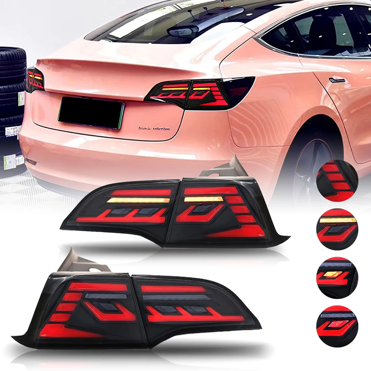 Car LED Lights Tail Lamps For Tesla Model 3 / Y 2018 2019 2020 2021 Tail Light Assembly DRL Sequential Dynamic Turn Signal