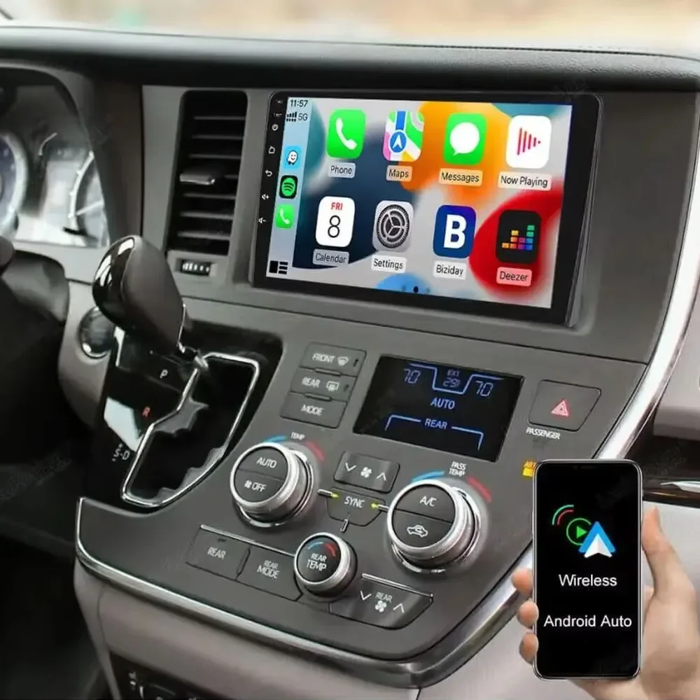 ملاحة GPS للسيارة متوافقة مع سيينا 2015 - 2018 Android 13 9 بوصة مناسبة لراديو Carplay