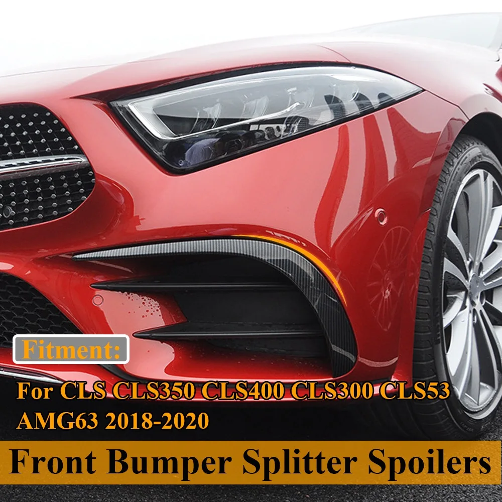 Carbon Front Bumper Lip Splitter Spoiler Canards Air Knife Trim for Benz CLS CLS350 CLS400 CLS300 CLS53 AMG63 2018-2020