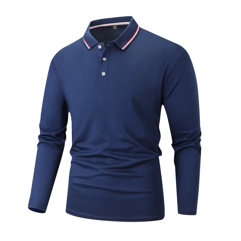 Autumn Men's Business Long Sleeved Shirts Solid Color Formal Polo Shirts Fashionable Breathable Comfortable Versatile Work Tops