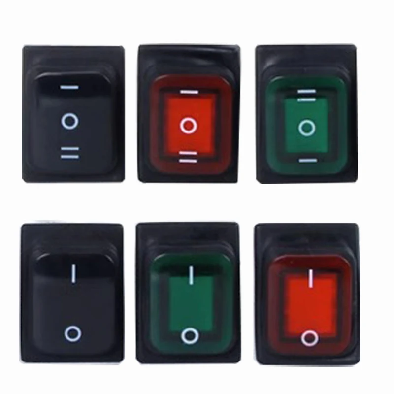 ON OFF KCD4 waterproof and oil proof switch four feet 2 file red green with lights six foot rocker power switch LED 12V 220V