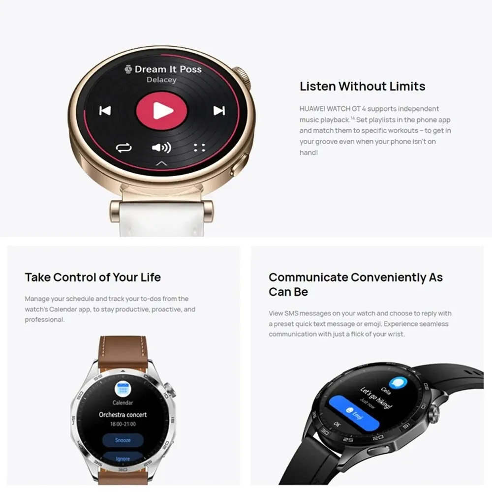 Huawei Original Smart Watch GT4 Bluetooth Call SmartWatch for Men 466*466 AMOLED Screen 5ATM Waterproof with GPS NFC Sport New