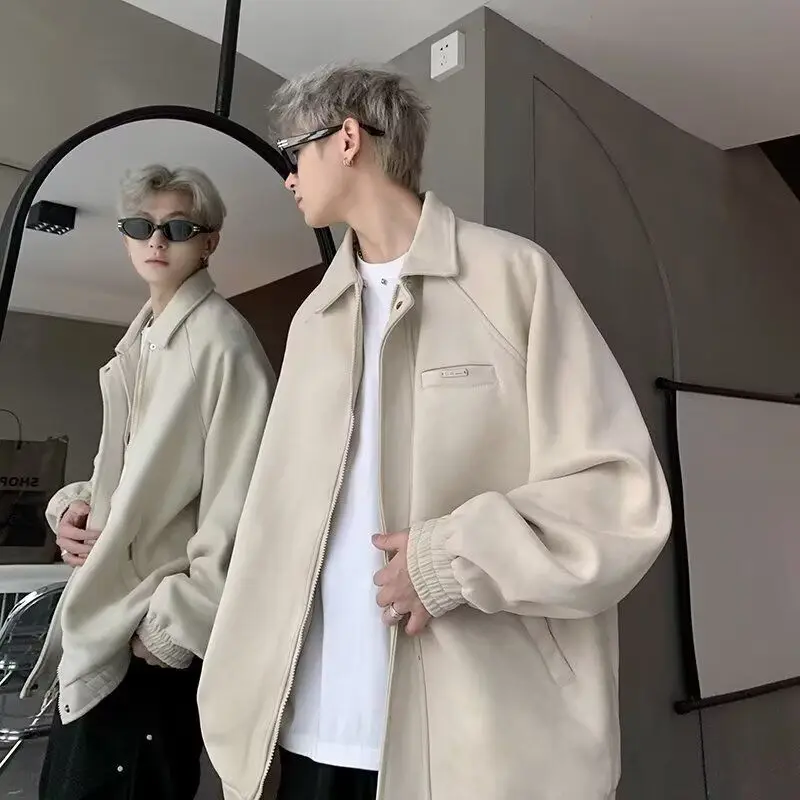 

Men's Suede Jaet Spring Autumn Loose Casual Lapel Coat Retro Teenage Brand High Sensation Faionable Outerwear