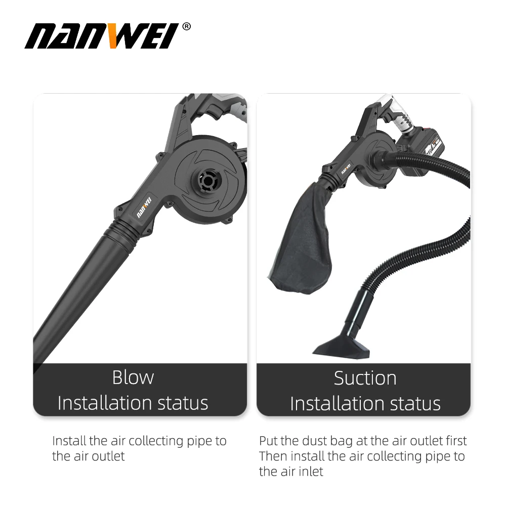 Picture 5: Cordless 500CFM 130MPH Electric Leaf Blower 3 Speed Electric Cordless Leaf Blower Battery Powered Blowers for Lawn