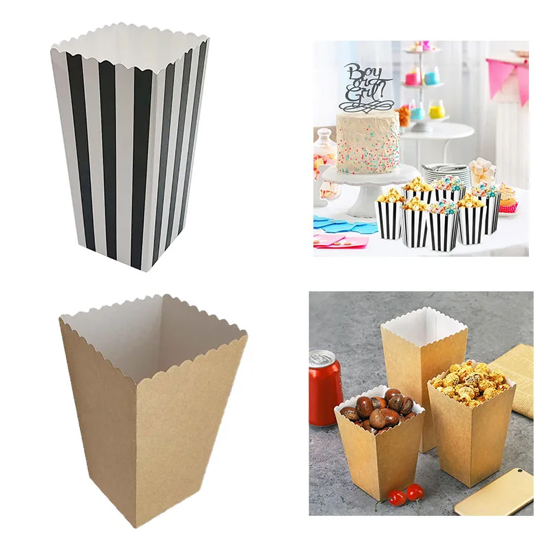 12 عبوة من حاويات الفشار الورقية الصديقة للبيئة، صندوق حلوى لحفلات الزفاف وأعياد الميلاد، مستلزمات زينة للاحتفال بالأطفال