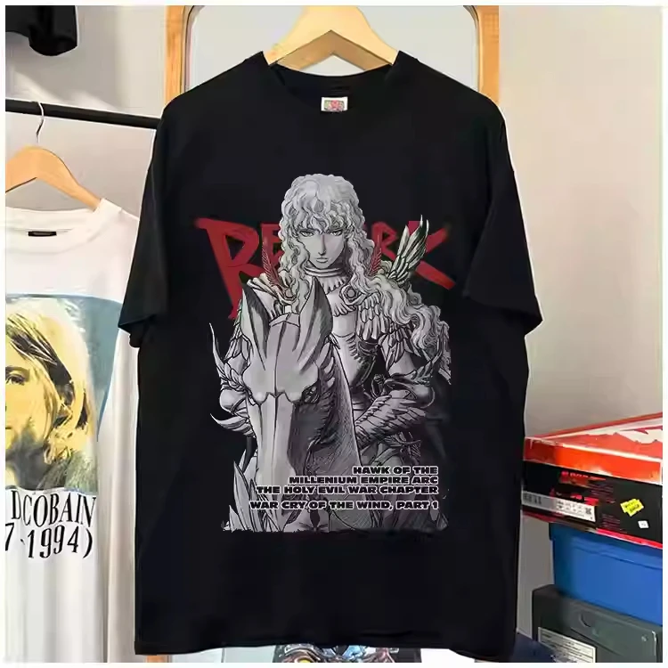 Griffith 2025 Full Time Warm and Comfortable 100%cotton Anime Clothes Vintage Oversize  Streetwear Graphic T Shirts Tops Tees view 2