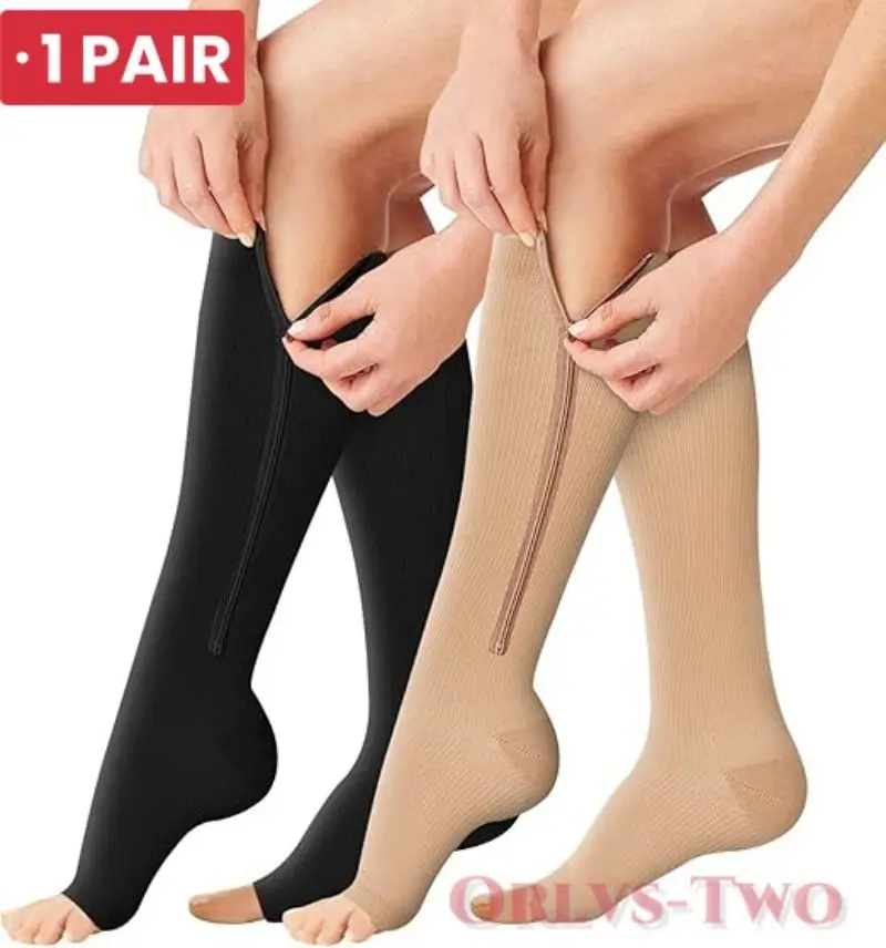 Calzini a compressione con cerniera uomo donna calzini alti premaman al ginocchio Anti-fatica elasticizzati Sox Outdoor Running escursionismo