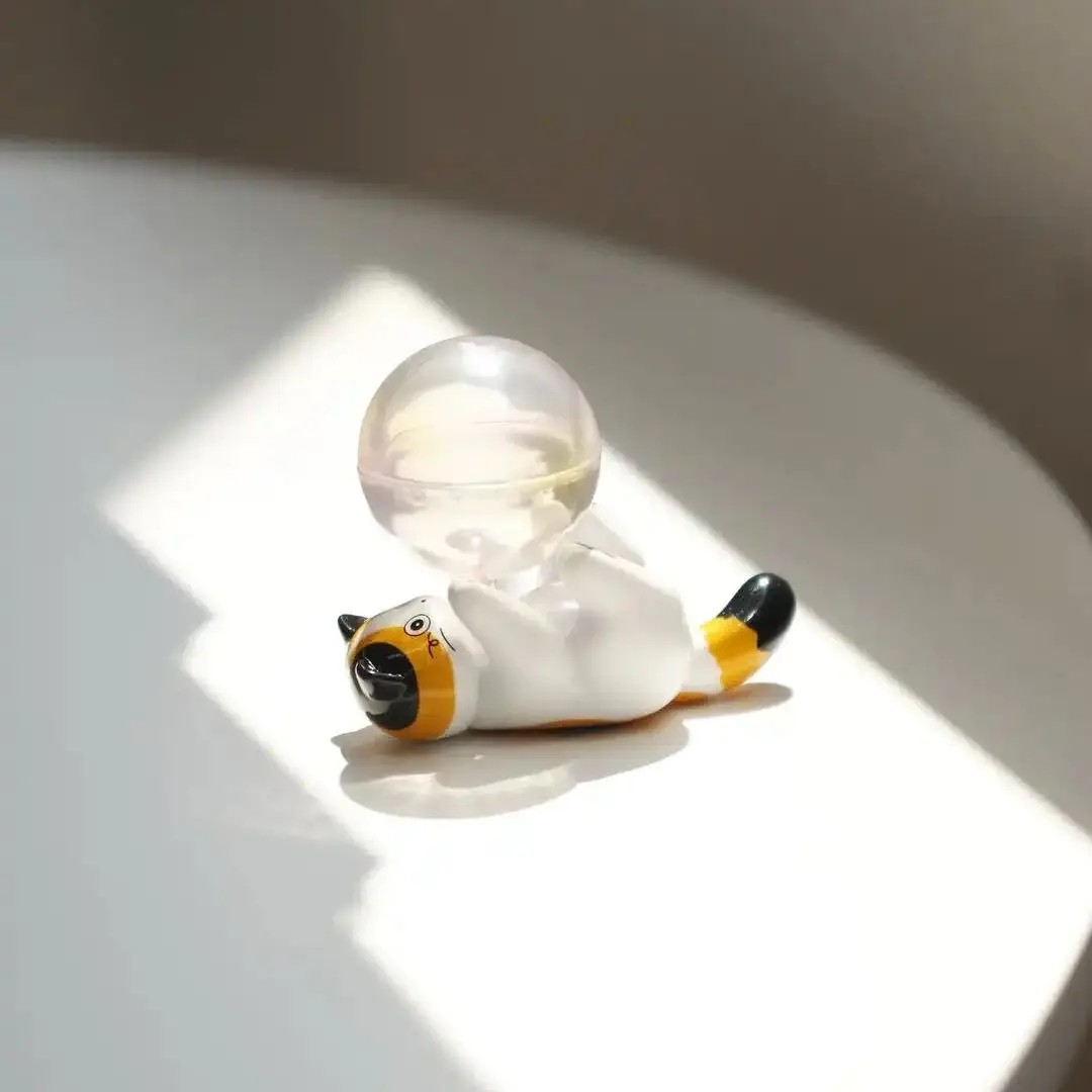 In Stock Qualia capsule toys Neko hachi calico Cat and Soap Bubble Mascot Figure naughty kitten bathing heart ornament gasha