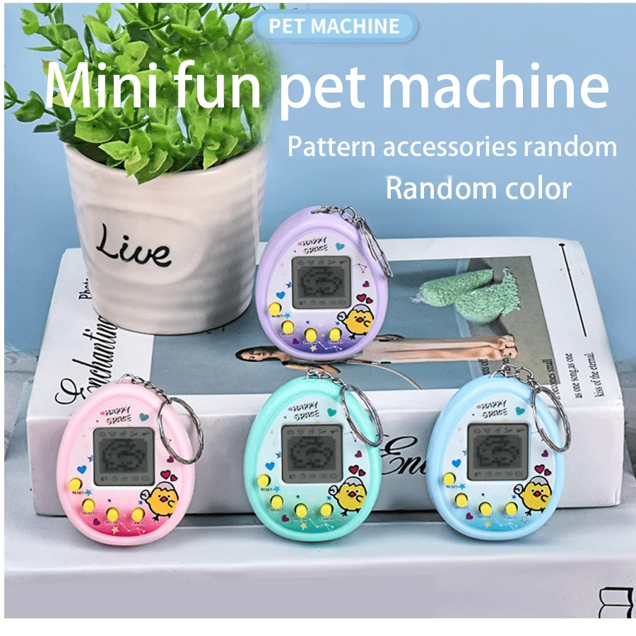 1pc Mini School Virtual Electronic Pet Game Machine Keychain (color random)