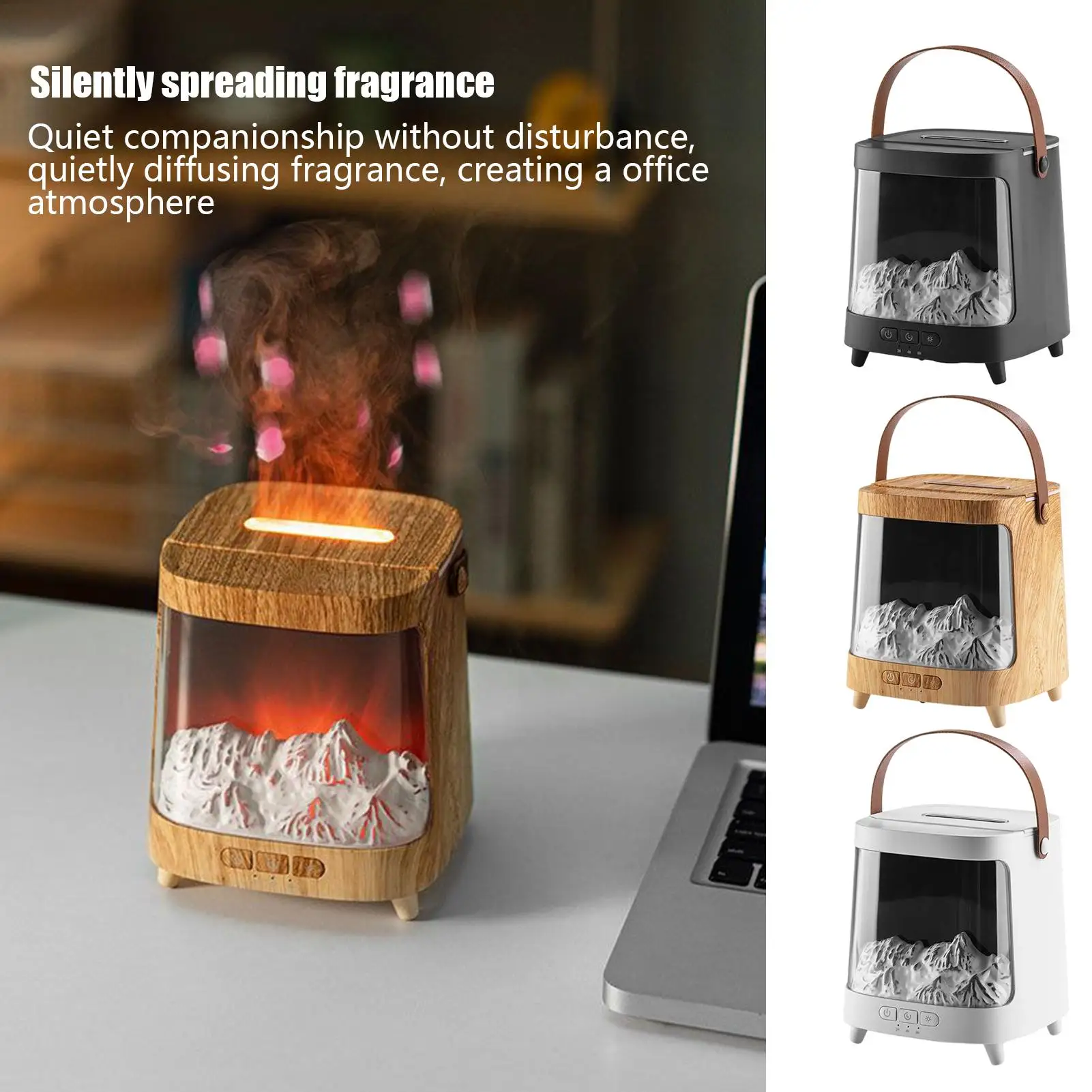 

Flame Diffuser 7-Color Light Fireplace Diffuser Humidifier Smart Ultra-Quiet 200ml Aromatherapy Machine With Timer For Bedroom