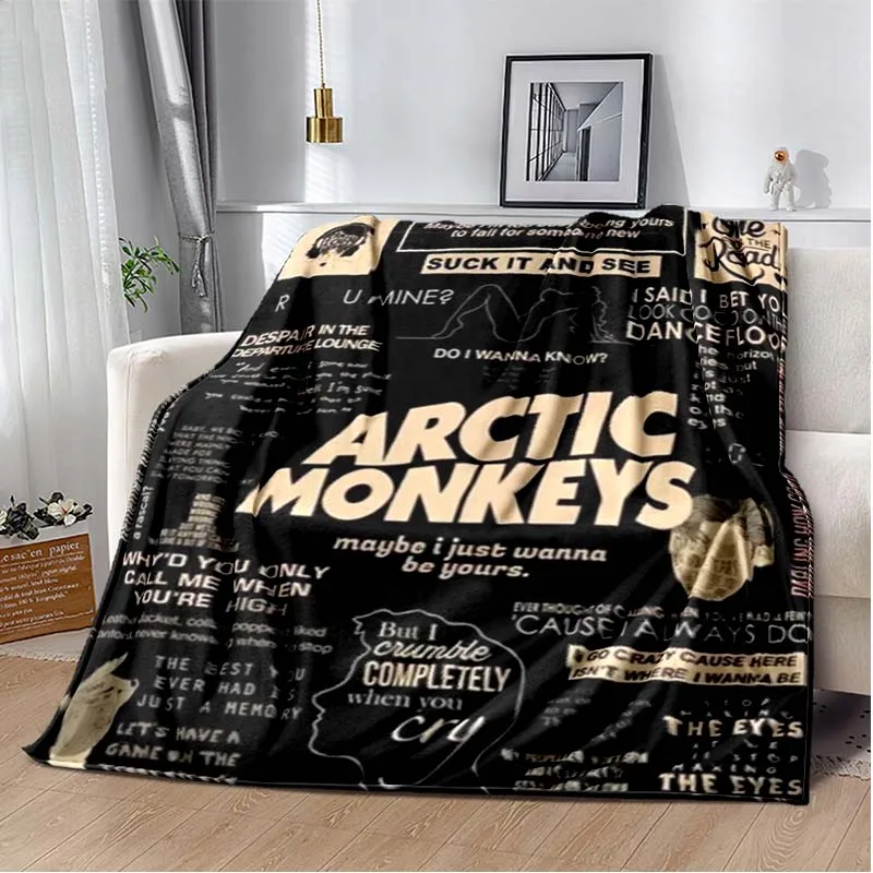 

80s Retro Pop Art Arctic Monkey Poster Logo Soft Plush Blanket Throw Blanket for Living Room Bedroom Bed Sofa Picnic Cover