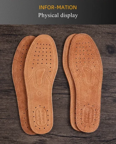 Imagen 2 del producto Plantilla de piel de cerdo auténtica, zapatos de cuero, botas, inserciones de zapatos, desodorante suave y transpirable, plantilla antideslizante, plantillas absorbentes de golpes