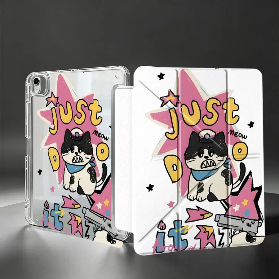 Cartoon Cool Cat Tablet Case For Samsung Galaxy Tab A8 A11 S10 Lite A9 Plus S8 S7 FE S9 Plus With Pen Slot Cover