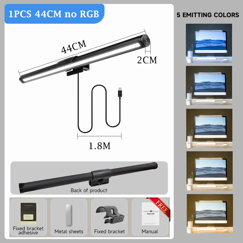 Schreibtischlampen für PC-Monitor, dimmbare LED-Lampe, magnetische Bürobeleuchtung, stufenlose Monitor-Hängeleuchte für PC-Bildschirm, RGB