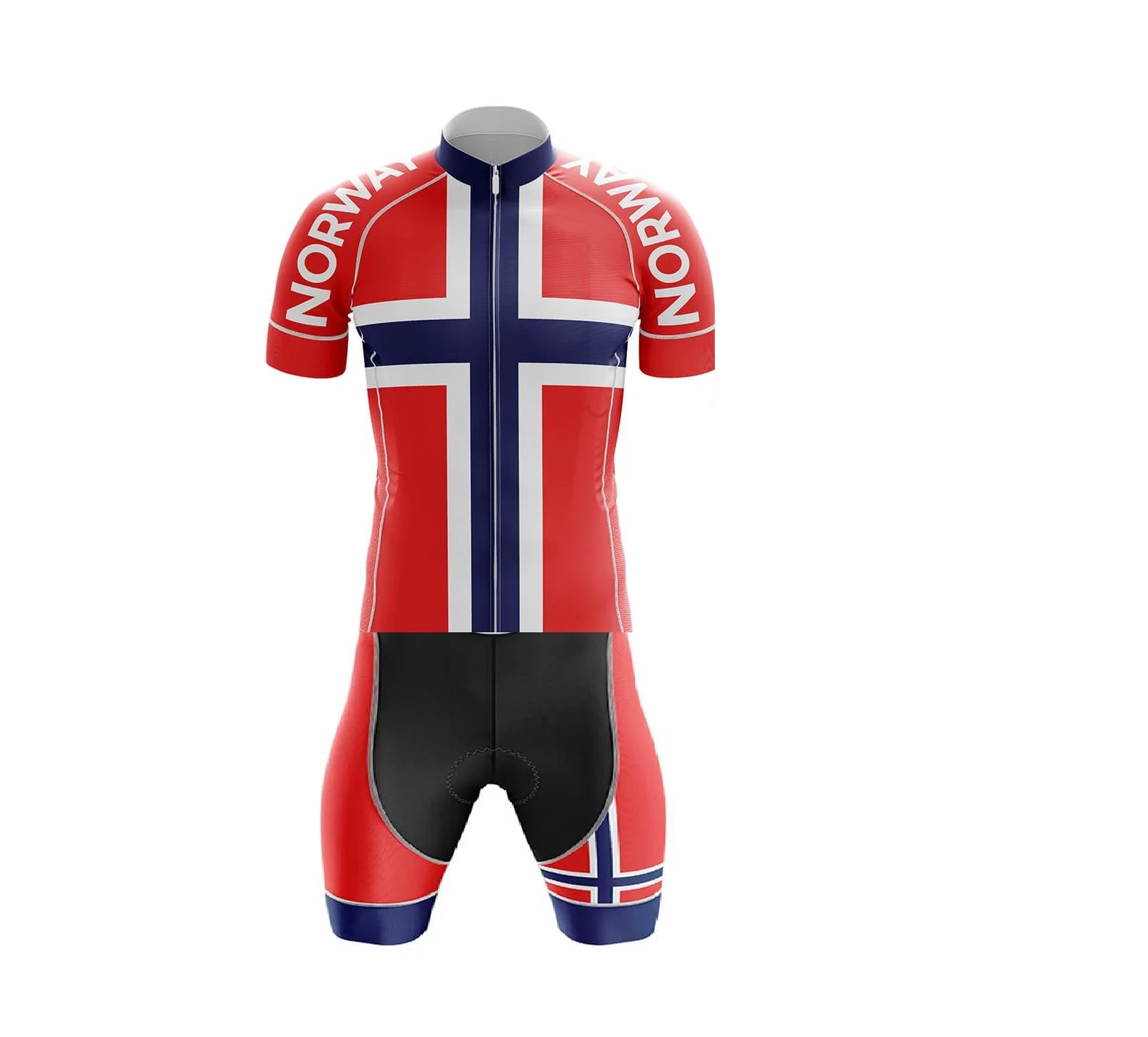 LASER CUT MEN'S CYCLING WEAR CYCLING JERSEY BODY SUIT SKINSUIT WITH POWER BAND Norway NATIONAL TEAM SIZE: XS-4XL