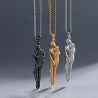 1PCS Hug Couple Necklace Classic Embrace Little People Charm Pendant Stainless Steel Chain for Women Fashion Jewelry New