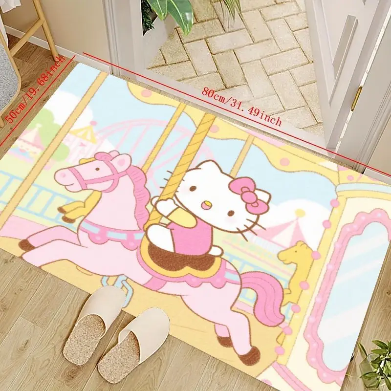 

1 шт. ковер «Hello Kitty» для гостиной, спальни, украшение для детской комнаты, милый кавайный аниме-персонаж, карусель, коврик для пола в виде лошади