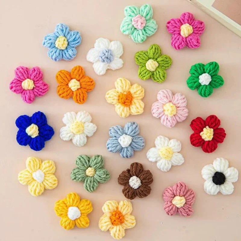 Mini Stereo Puff Knitted Fabric Flowers Fashion DIY Handmade Ornament Accessories for Garment Hair Clip Decor Jewelry Gifts
