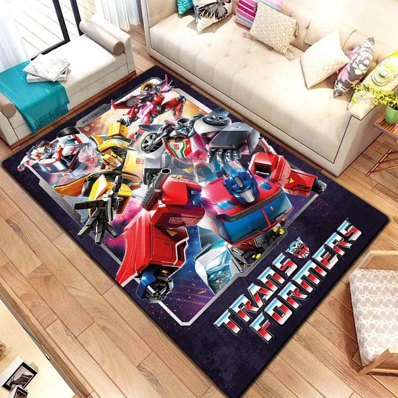 Cartoon T-Transformers Autobots 3D Rug Carpet for Living Room Bedroom Home Decor,Floor Mat Non-slip for Sofa Doormat Gift Kids