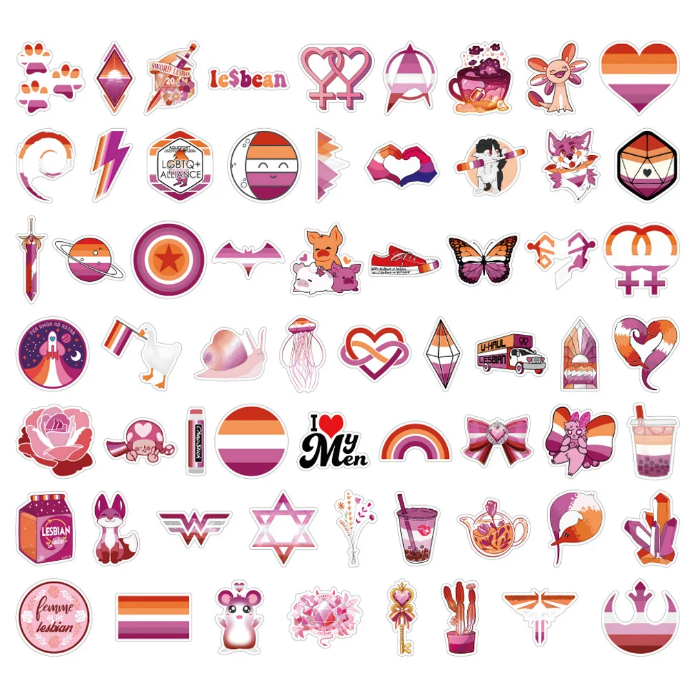 10/30/60PCS Lesbian Pride Stickers Lesbian Love Stickers DIY Water Bottle Laptop Luggage Guitar Phone Skateboard Sticker Decal