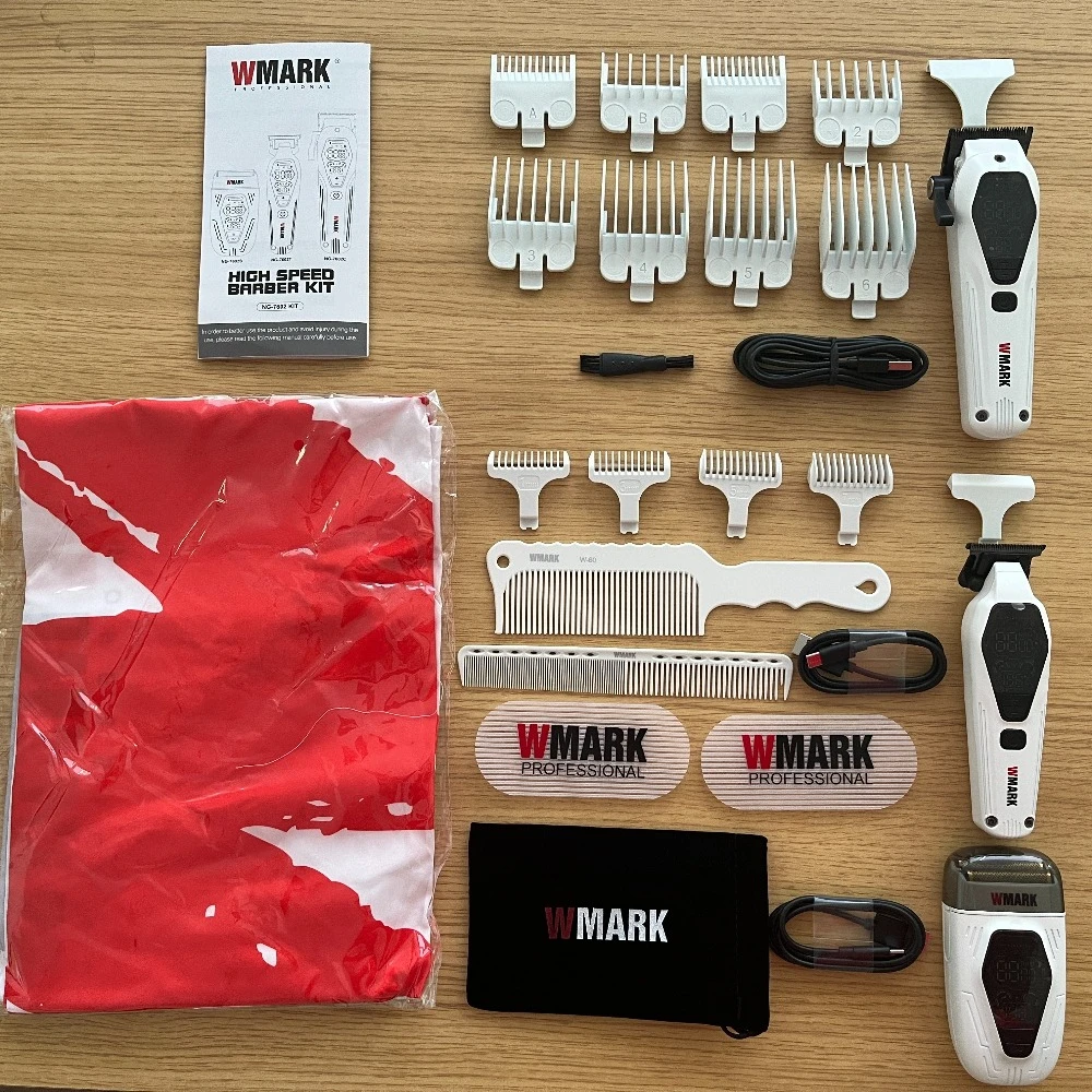

WMARK NG-7602KIT Профессиональная машинка для стрижки волос с лезвием DLC, масляная головка, ножницы для резьбы, бритва, парикмахерская, специальная парикмахерская