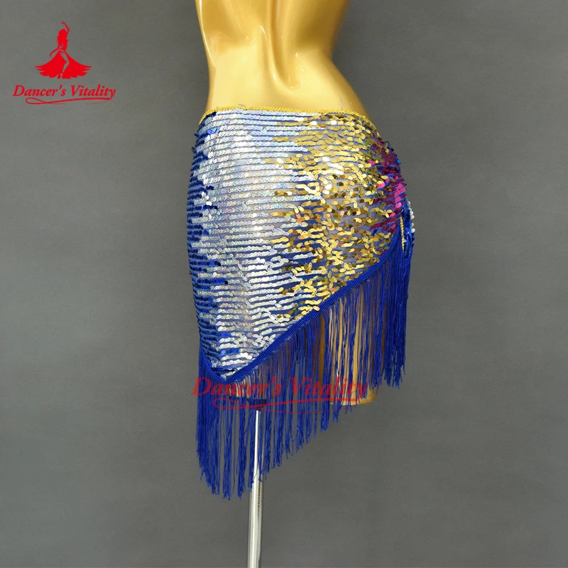 Nuevo cinturón de danza del vientre para mujer, bufanda de cadera con borlas de lentejuelas de Color degradado, accesorios de práctica de danza Oriental, cinturones de baile