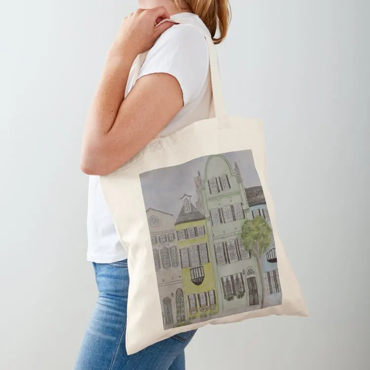 Rainbow Row Charleston SC Watercolor Tote Bag shopper bag women canvas Shopping bags hand bag ladies tote woman