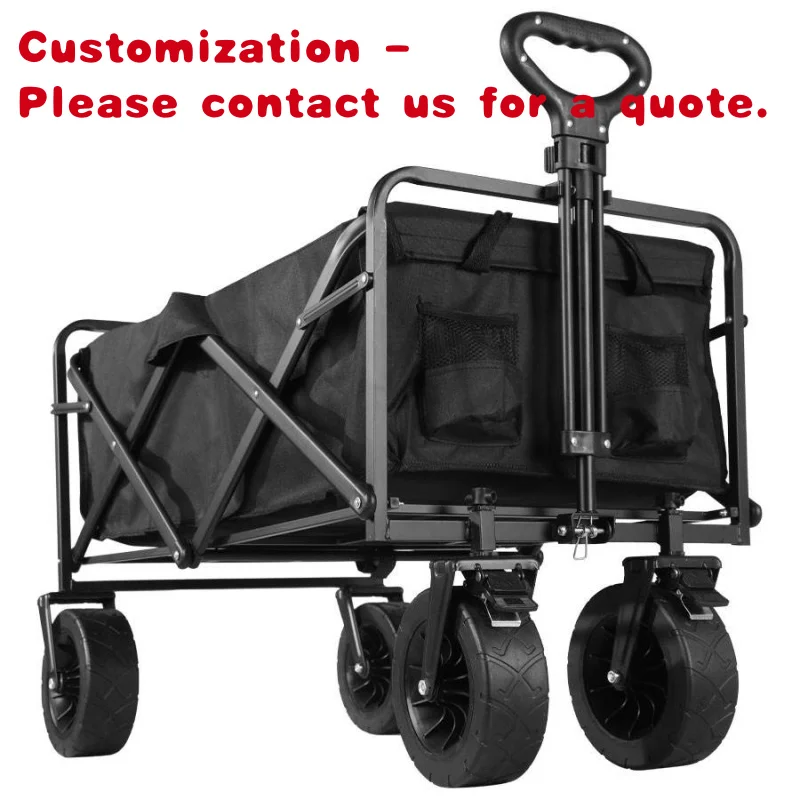 

custom.Portable Stainless Steel Folding Cart Outdoor Camping Vehicle Picnic Trolley with Practical Stall Tools