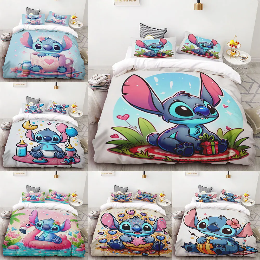 

Cartoon Stitch Printed Bedding Set 2-3 Piece Set Pillowcase Comfortable Duvet Cover Children Adult Double Bed Full Size