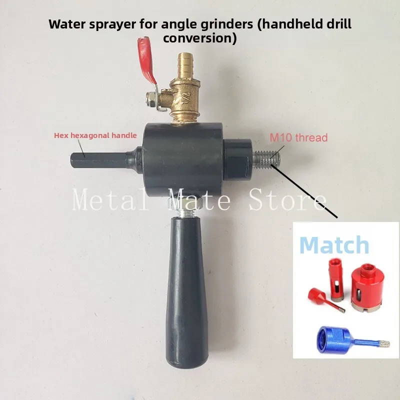 Handheld Drill, Screwdriver, Hole Saw, and Water Injection Adapter for M10/M14 Marble Hole Saws to Drill Tiles with Water