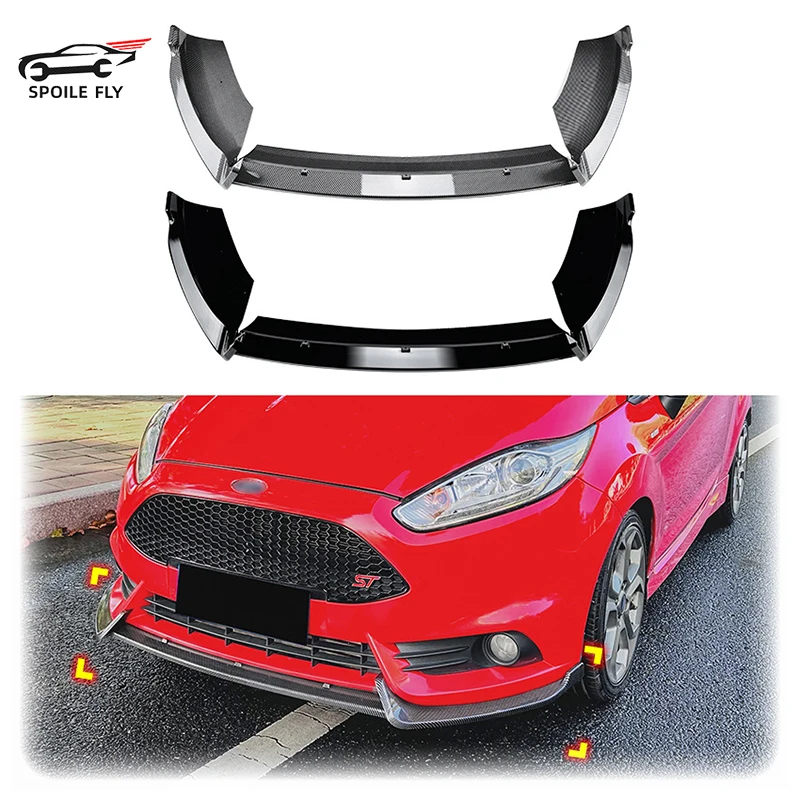 

Car Front Bumper Lip High Quality ABS Spoiler Glossy Black Carbon Fiber Look For Ford Fiesta MK6 ST 2012-2017 B-Max B232