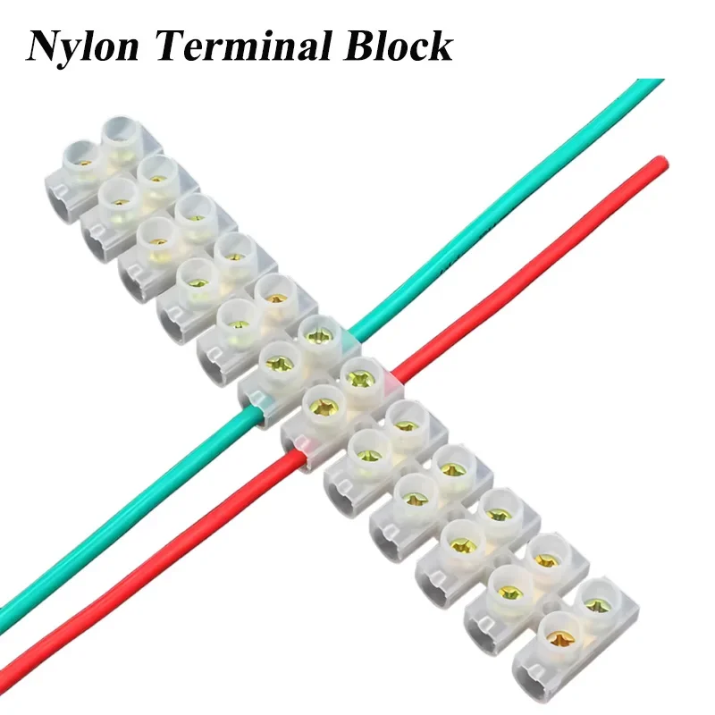 HLH 10Pcs Nylon Terminal Block 5A -60A Wire Connector Copper-Plated Wire Connector Terminal Block Flame-Retardant Wire Connector