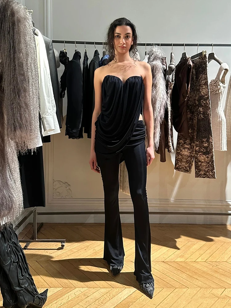 

Y2K Pleated corset top with a stylish and spicy girl style, a flowing pleated women's top for Spring 2026