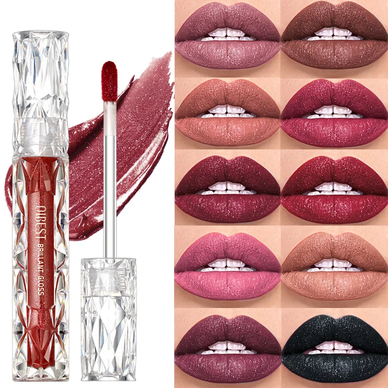 Wasserfester Feiner Glitzer-Lipgloss mit Langanhaltender Nicht-Klebender Formel, Wasserfester Perlglas-Lipgloss