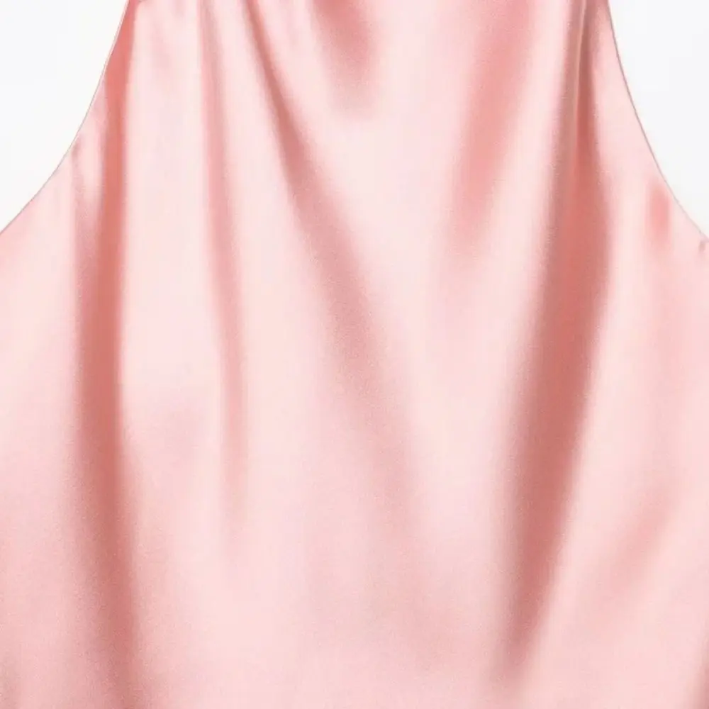 

Fashion Black Halter Tops Satin Texture Backless Top Off Shoulder Casual Summer Beach Top For Women