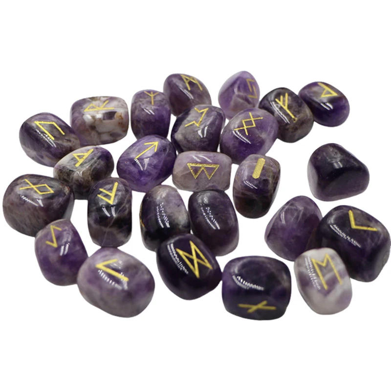 Purple Amethyst Agate Rune Stones, 25 Irregular Pieces For Divination And Decoration Gifts