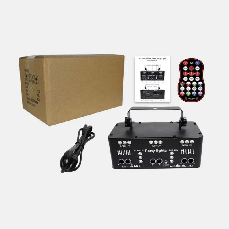 21 Ogen Party DJ Lichten 15 W RGB UV Disco Beam Strobe Podium Laserlicht Ondersteuning DMX 512 Geluid Afstandsbediening Vakantie Bruiloft Lamp