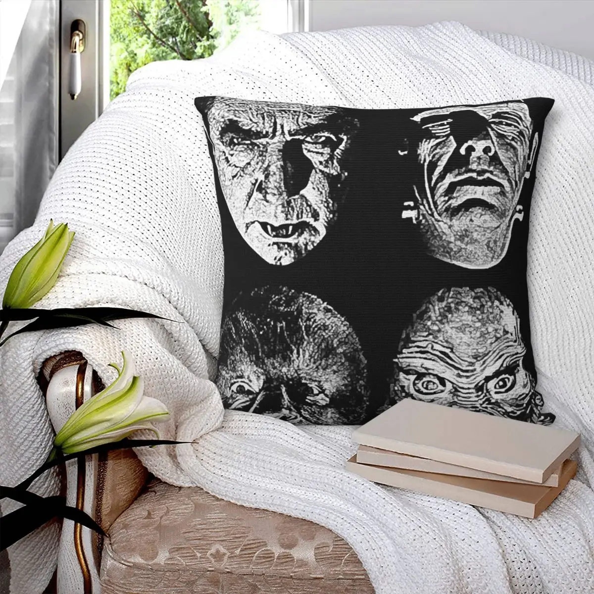 Universal Studios, Monsters,dracula, Wolfman, Frankenstein Square Pillowcase Pillow Cover Cushion Throw Pillow for Home Bedroom
