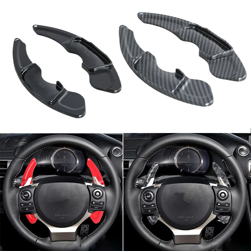 Car Steering Wheel Shift Paddle Shifter Extended  ABS Trim For Lexus IS NX RC RCF 14-16 Carbon Fiber Auto Paddles Accessories