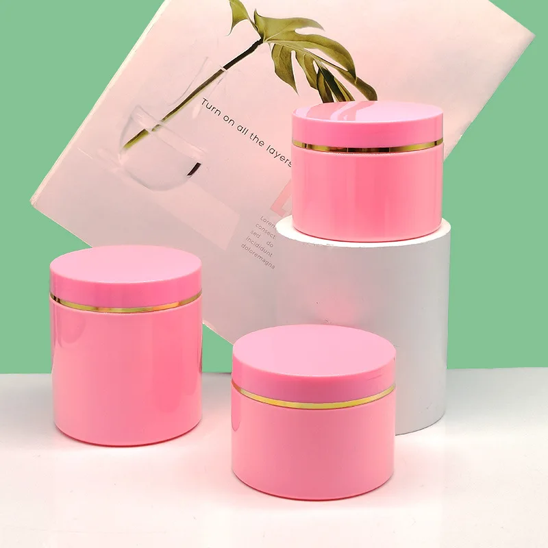 14pcs/lot Pink PET Plastic Jar Skincare Cosmetic Cream Jar Travel Set Facial Cream Pot Body Scrub Bottles Storage Jars 300g 500g