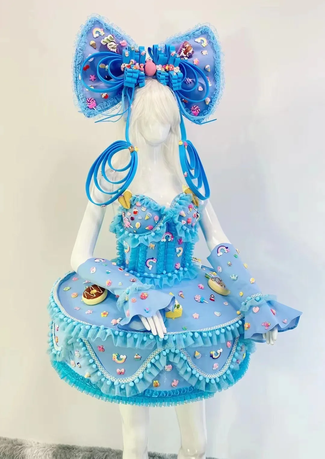 Robe de gâteau de bonbons pour filles mignonnes avec coiffe, chanteur d'ouverture de bar de défilé, tenues de spectacle de scène de danse, costume de Noël, 8 couleurs