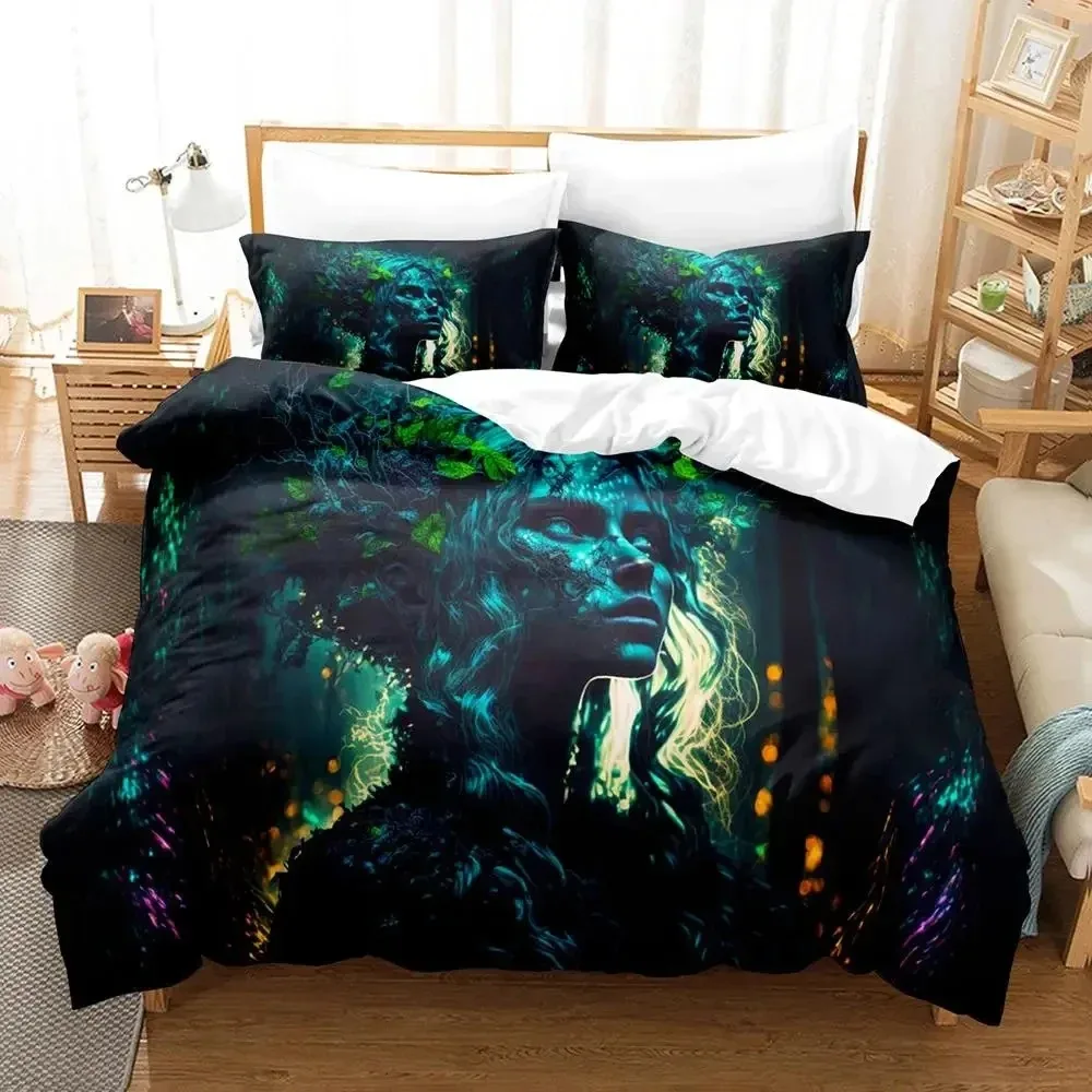 Stampa 3D Madre Terra Blackligh Set biancheria da letto Copripiumino Set letto Copripiumino Federa Trapunte King Queen Size Ragazzi Adulti