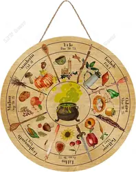 Wheel Of The Year Wood Sign Sabbats Pagan Witch Sign Wiccan Holidays Wicca Calendar Yule Altar Celestial Sign