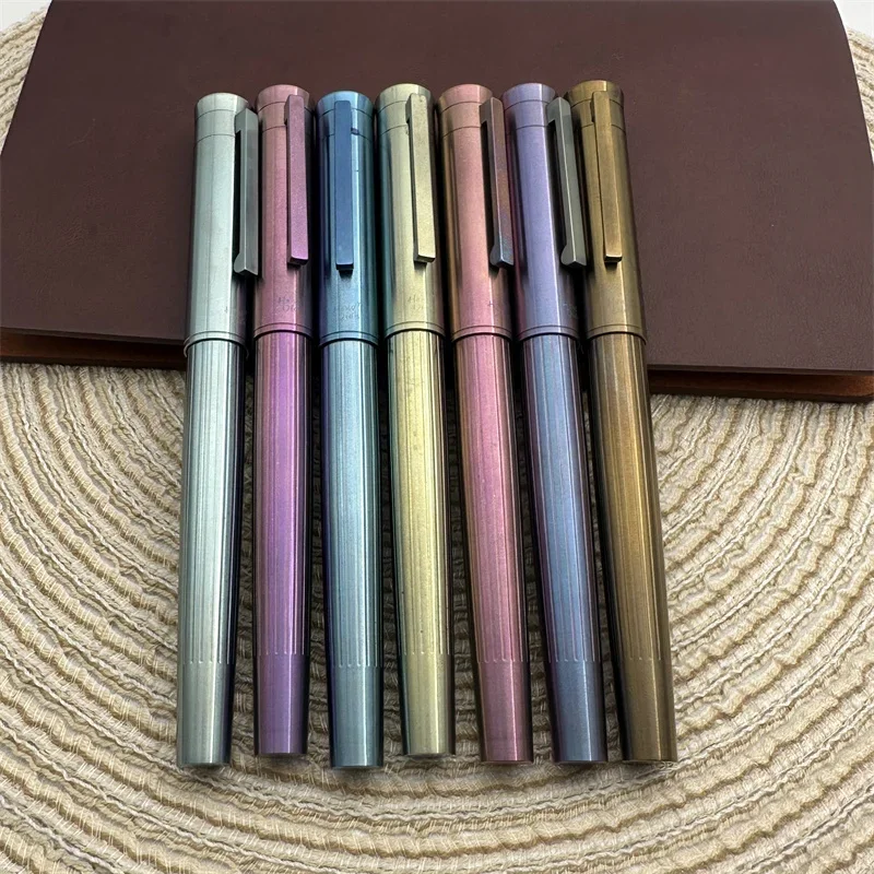 

Colorful Hongdian T1 Titanium Alloy Smooth Fountain Pen NO.6 EF/F Soft Nib Business Student Writing Gift with Converter Pen
