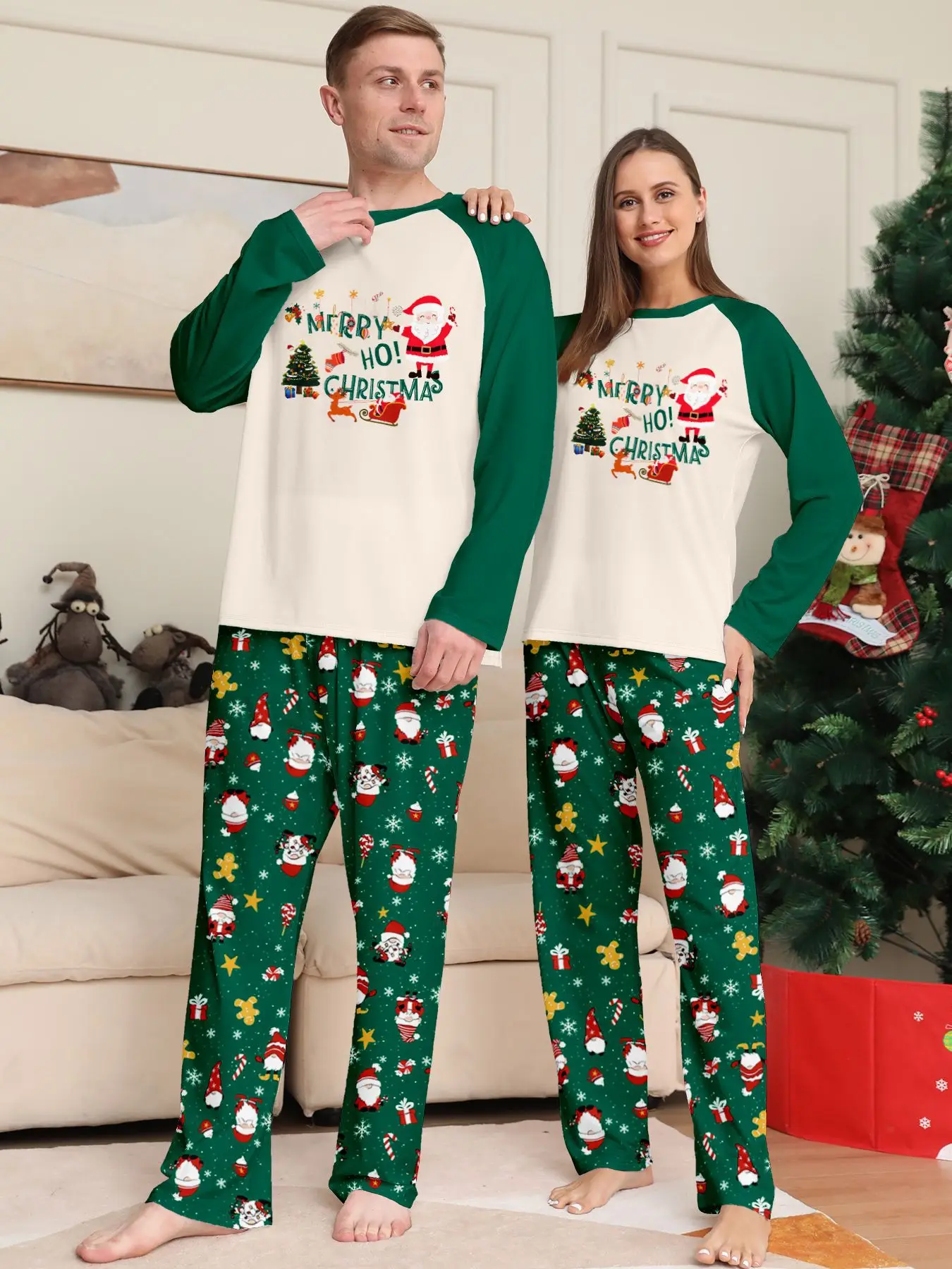 Christmas Pajamas Set Cartoon Santa Claus Print Parent-child Family Matching Outfits Soft 2Pcs Suit Baby Rompers Xmas Sleepwear