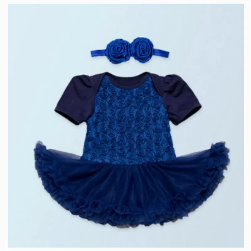 2025 신상 여아 휴일 바디수트 드레스 슈트 반팔 복합 로즈 공주 키즈 롬퍼 드레스+헤어밴드 투피스 세트